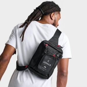 NWT Air Jordan Hesi Crossbody Bag Unisex Sling Bag Black  Cement